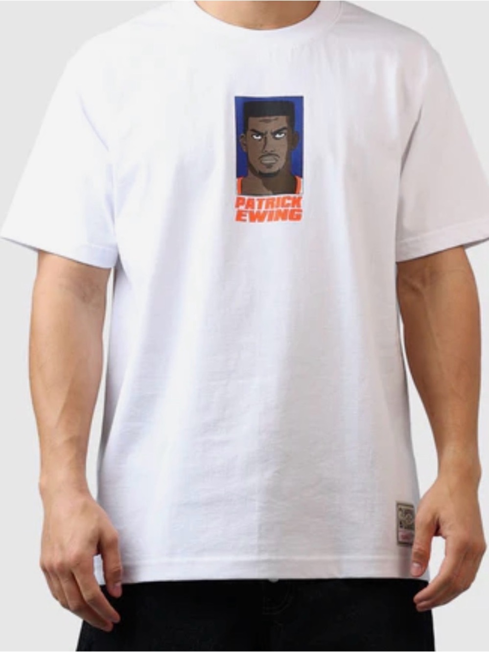 NBA Patrick Ewing White Short Sleeve Tee with Orange Name